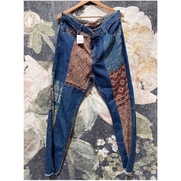 New Dr. Collectors x Free People Patched Jeans Size Small - Picture 5 of 6